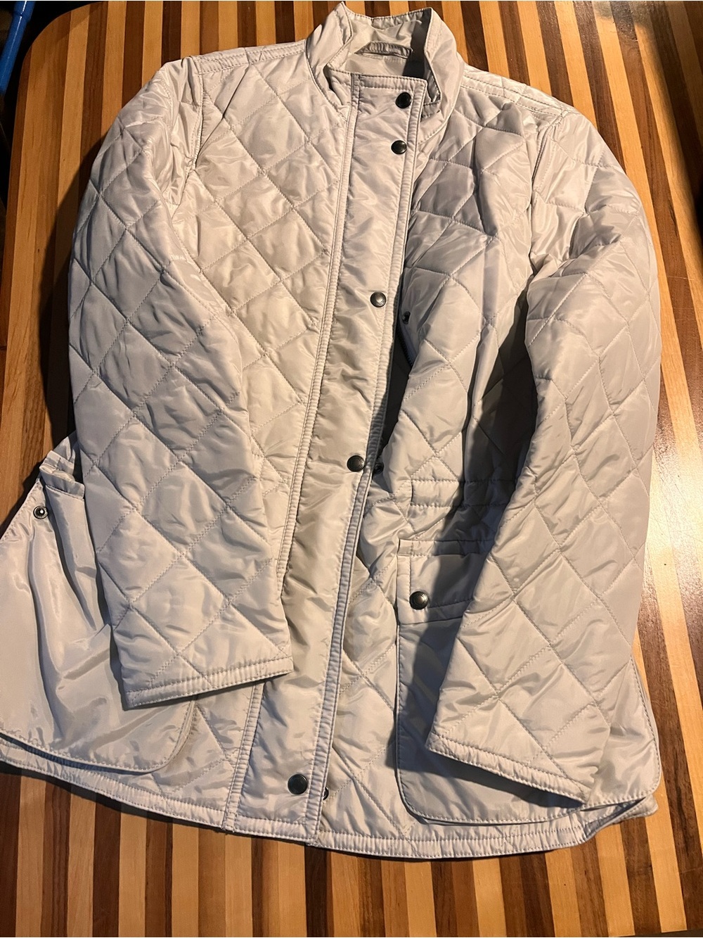 Quilted Women's Coach Jacket in Light Gray